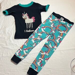 2T Lazy One Unicorn Kids Pajama Set - Black and Teal